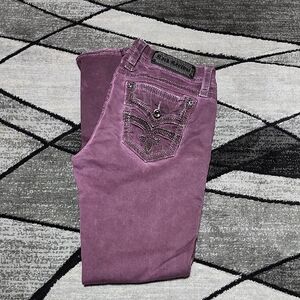 ROCK REVIVAL MARGIE EMBROIDED RHINESTONE FAUX-FLAP SKINNY DENIM JEAN